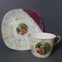 فنجان نعلبکی آنتیک رخ دار ژاپنی ، زیبا