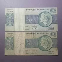 دو عدد اسکناس کروزیرو برزیل ، عینا مطابق تصاویر