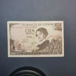 یک عدد اسکناس 100 پستاس (pesetas) اسپانیا سال 1965 ، مطابق تصاویر