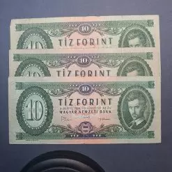 سه عدد اسکناس 10 forint (فورینت) 1962 مجارستان ، بوداپست عینا مطابق تصاویر