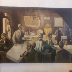 تابلوی قدیمی قهوه خانه به ابعاد 100 در 70 سانتیمتر امضاء دار