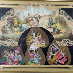 تابلوی زیبای نقاشی روی برگ درخت و بادبزن تاشو به ابعاد   47 در 37 سانتیمتر        عینا مطابق تصاویر